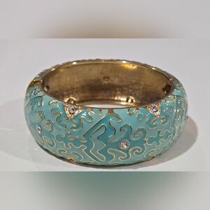 Nordstrom Sequin NYC Aqua/Teal Blue‎ Enamel Equestrian Horse Bit Bangle NWOT